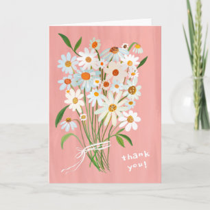 Daisy Bouquet Handpainted Gouache Blush Pink Thank You Card