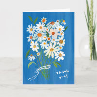 Daisy Bouquet Handpainted Gouache Flowers Blue