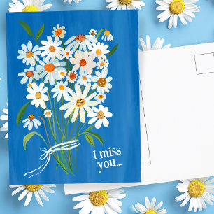 Daisy Bouquet Handpainted Gouache Miss You Sweet Postcard