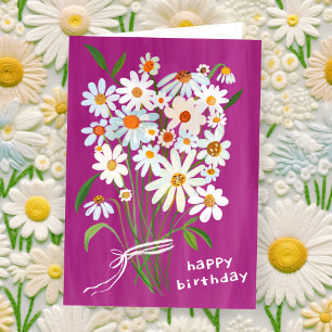 Daisy Bouquet Happy Birthday Handpainted Gouache Card