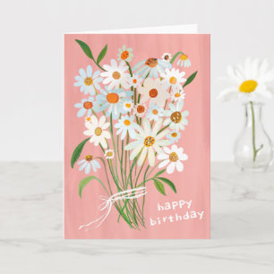 Daisy Bouquet Happy Birthday Handpainted Gouache Card