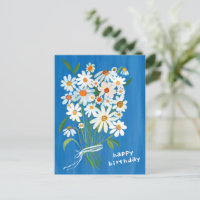 Daisy Bouquet Happy Birthday Handpainted Gouache 
