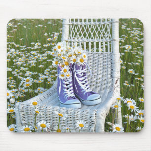 Daisy Bouquet in Purple Sneakers Mouse Mat