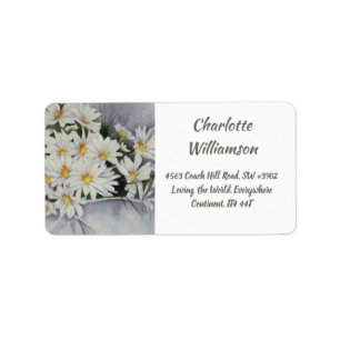 Daisy Bouquet of Flowers in Watercolor Address Label