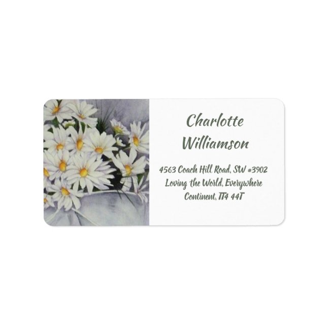 Daisy Bouquet of Flowers in Watercolor Address Label (Front)