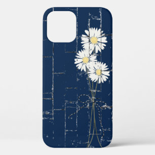 daisy bouquet on blue brick iPhone 12 case