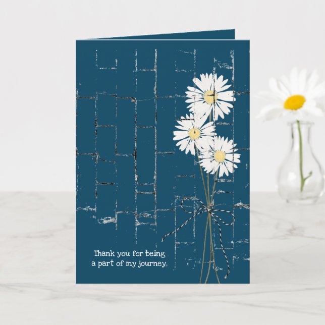 daisy bouquet on blue brick thank you card (Small Plant)