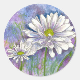 Daisy Bouquet Painting Classic Round Sticker