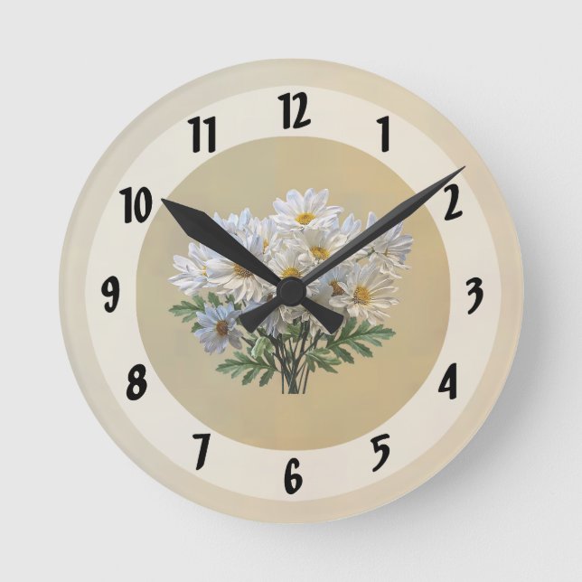 Daisy Bouquet Round Clock (Front)