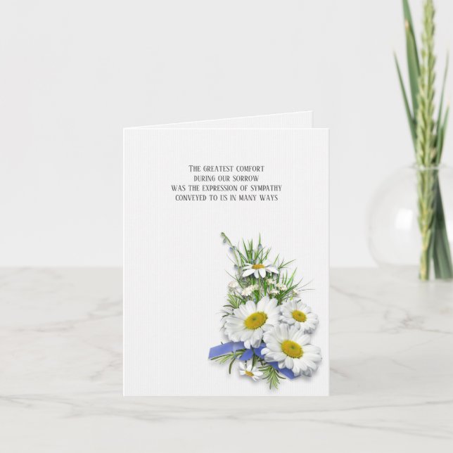 daisy bouquet sympathy thank you card (Front)