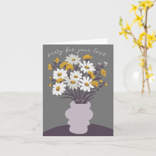 Daisy Bouquet Vase Condolences Sorry for Loss Card
