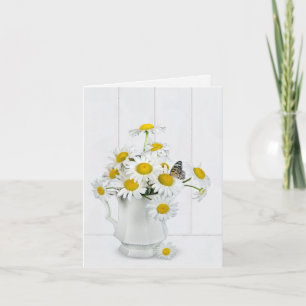 Daisy Bouquet with Butterfly Blank Note Card