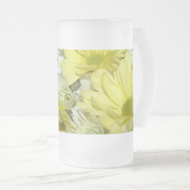 Daisy Bouquets Frosted Glass Beer Mug (Front Right)