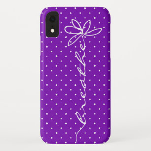 daisy breathe on purple with white polka dots iPhone XR case