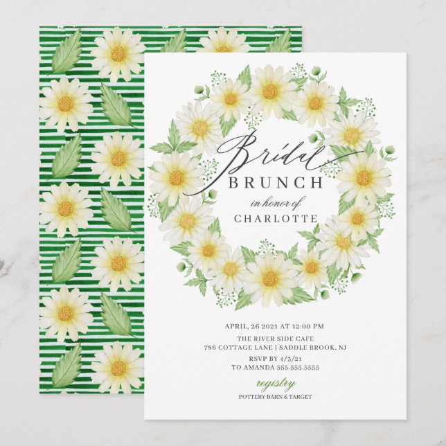 Daisy bridal shower, floral  Floral Bridal Brunch Invitation (Front/Back)