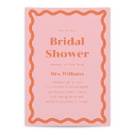 Daisy Bridal Shower Invitation<br><div class="desc">These wedding invitations feature a bold orange colour paired with a light pink, creating a vibrant and playful aesthetic. The retro wave border adds a touch of nostalgia and adds a fun and unique element to the design. The invitations come in multiple colour options, giving you the flexibility to create...</div>