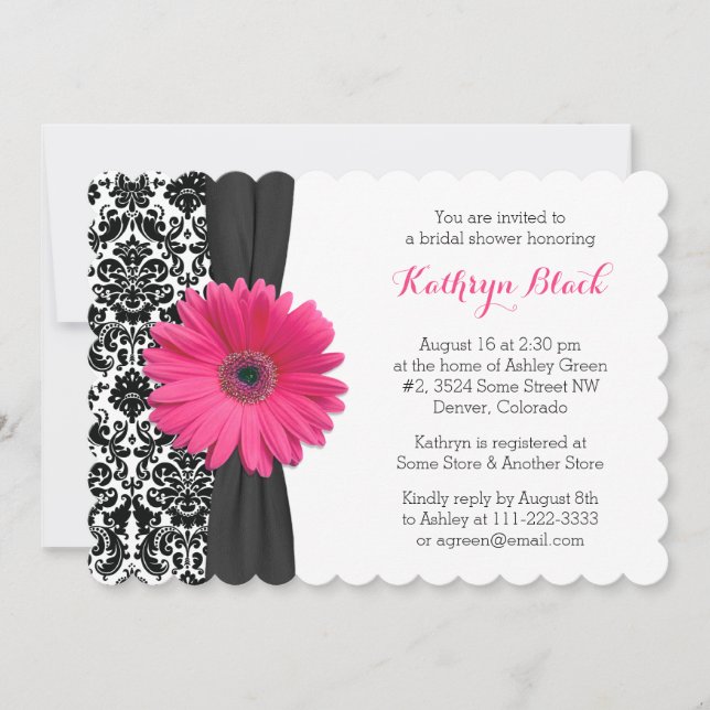 Daisy Bridal Shower Invitation | Damask Gerber (Front)
