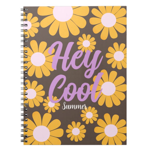 Daisy Brown Orange Boho Notebook (Front)