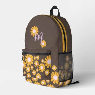Daisy Brown Orange Boho Printed Backpack