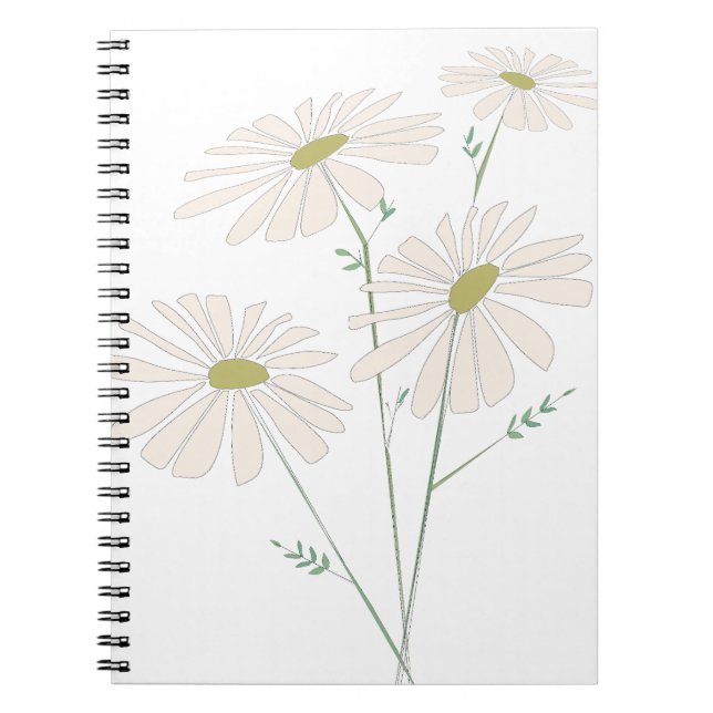 Daisy Bunch Delicate Daisy Dance - White Floral  Notebook (Front)