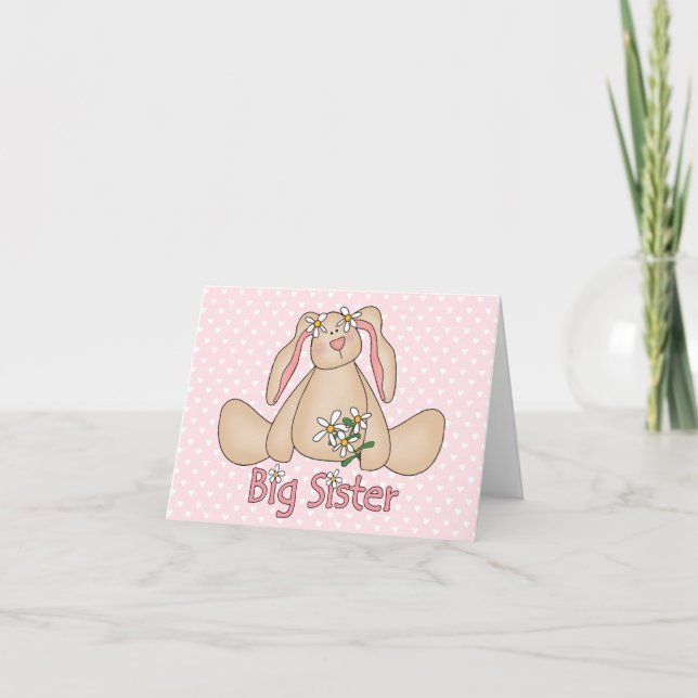 Daisy Bunny Big Sister Blank Card (Front)