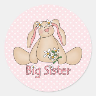 Daisy Bunny Big Sister Classic Round Sticker