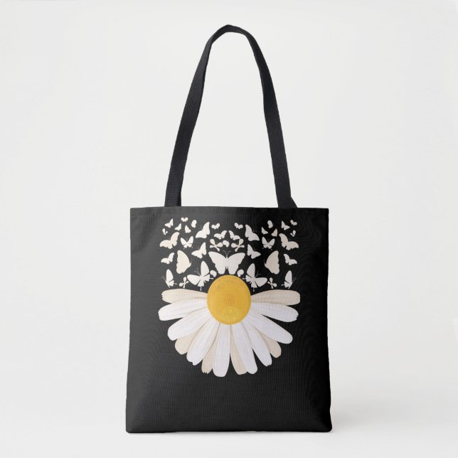 Daisy Butterflies Flower Women Cute Garden Tote Bag (Front)