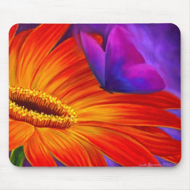 DAISY & BUTTERFLY ART PAINTING - MULTI MOUSE MAT (Front)