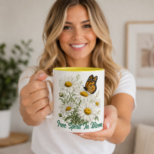 Daisy & Butterfly Bloom Two-Tone Coffee Mug