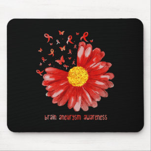 Daisy Butterfly Burgundy Ribbon Brain Aneurysm Awa Mouse Mat