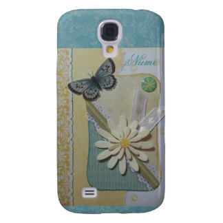 Daisy & butterfly on teal/yellow galaxy s4 case