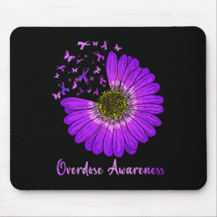 Daisy Butterfly Purple Ribbon Overdose Awareness 2 Mouse Mat