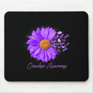 Daisy Butterfly Purple Ribbon Overdose Awareness 4 Mouse Mat