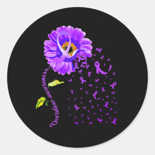 Daisy Butterfly Purple Ribbon Overdose Awareness  Classic Round Sticker