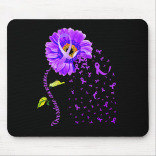 Daisy Butterfly Purple Ribbon Overdose Awareness Mouse Mat