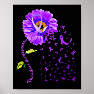 Daisy Butterfly Purple Ribbon Overdose Awareness  Poster