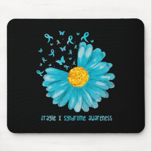 Daisy Butterfly Teal Ribbon Fragile X Syndrome Awa Mouse Mat