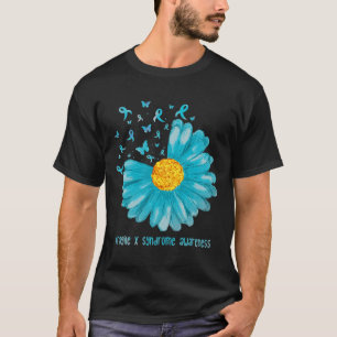 Daisy Butterfly Teal Ribbon Fragile X Syndrome Awa T-Shirt