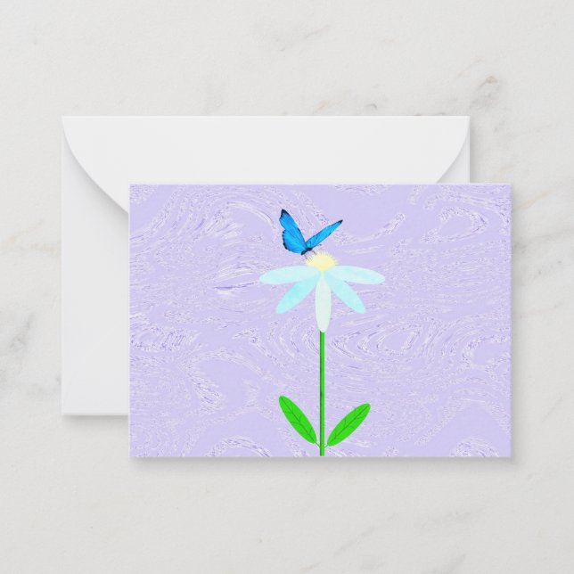 Daisy Butterfly With Violet Background Note Cards (Front)