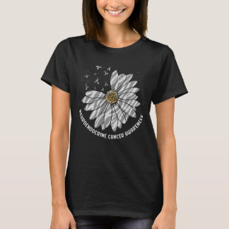 Daisy Butterfly Zebra Ribbon Neuroendocrine Cancer T-Shirt