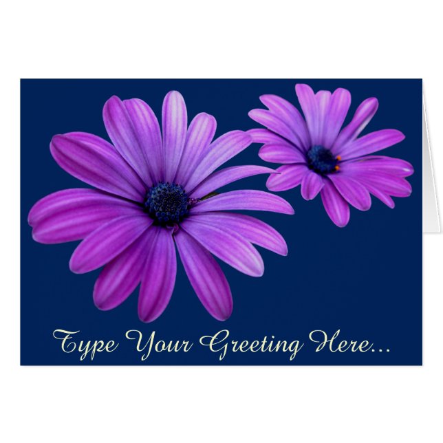 Daisy Card Blue Flowers Custom Greeting Cards (Front Horizontal)