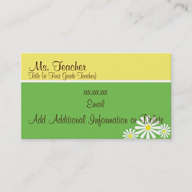 Daisy Cards - Teacher Business Cards (Front)