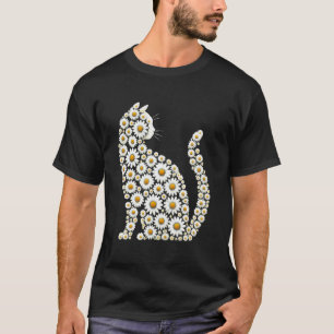 Daisy Cat Flower Gardening Floral T-Shirt
