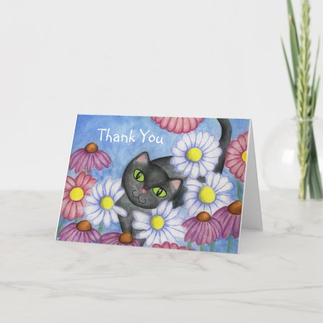 Daisy Cat Thank You Card (Front)