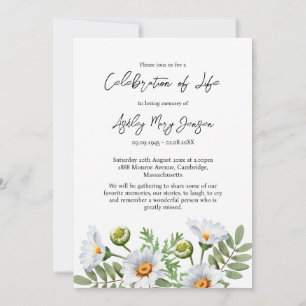 Daisy Celebration of Life Photo Funeral Invitation