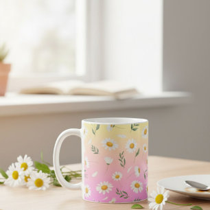 daisy ceramic mug, Gift for her, Gift for mom Coffee Mug