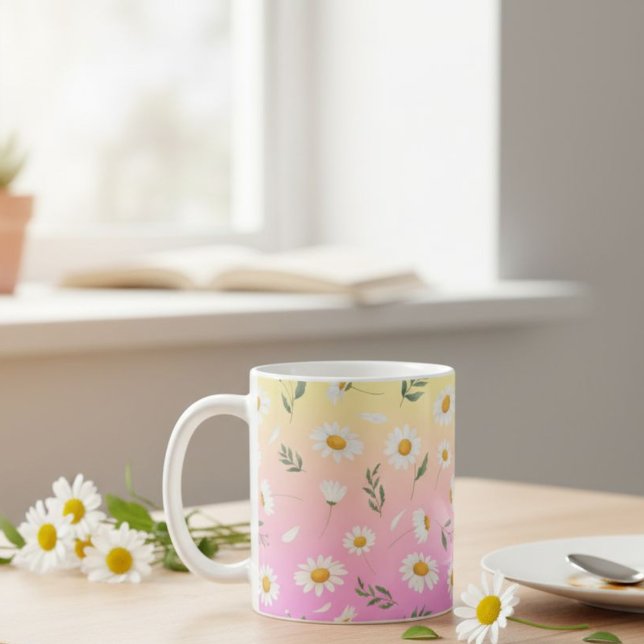 daisy ceramic mug, Gift for her, Gift for mom Coffee Mug (Creator Uploaded)