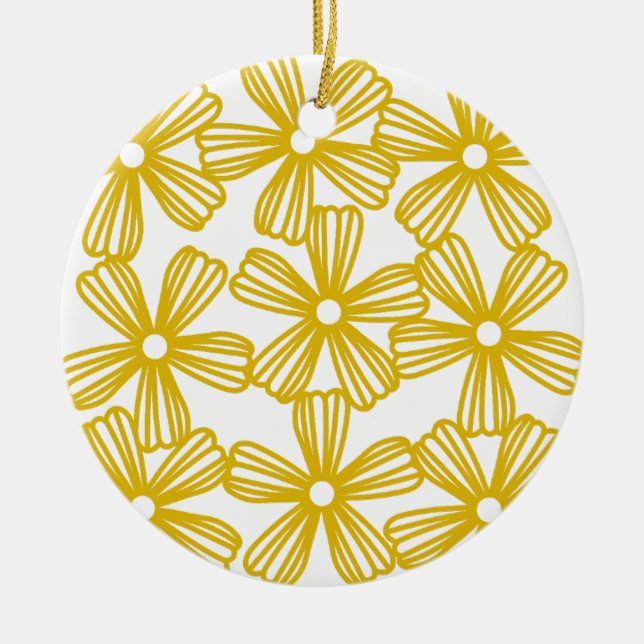 DAISY CHAIN BACKGROUND CERAMIC TREE DECORATION (Front)