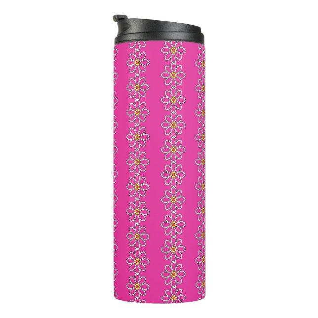 Daisy Chain hot pink Thermal Tumbler (Rotated Right)