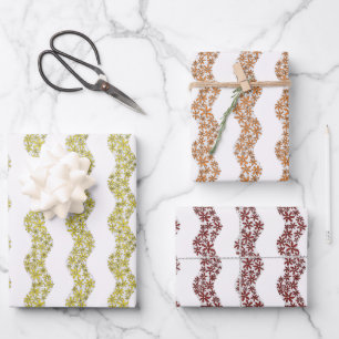 Daisy Chain Wiggly Flower Stripes assorted Wrapping Paper Sheet